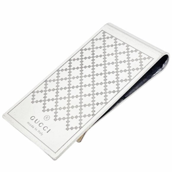 Gucci Diamantissima Money Clip Bill Metal Silver GUCCI Wallet Men's SS-15345
